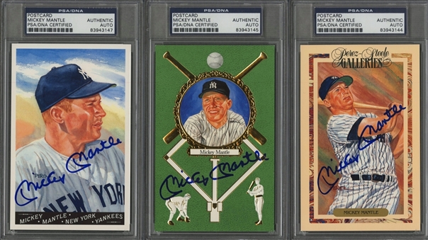 Mickey Mantle Signed Cards Collection (8 Different) – All PSA/DNA Authentic